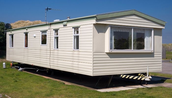 Exterior of a static caravan