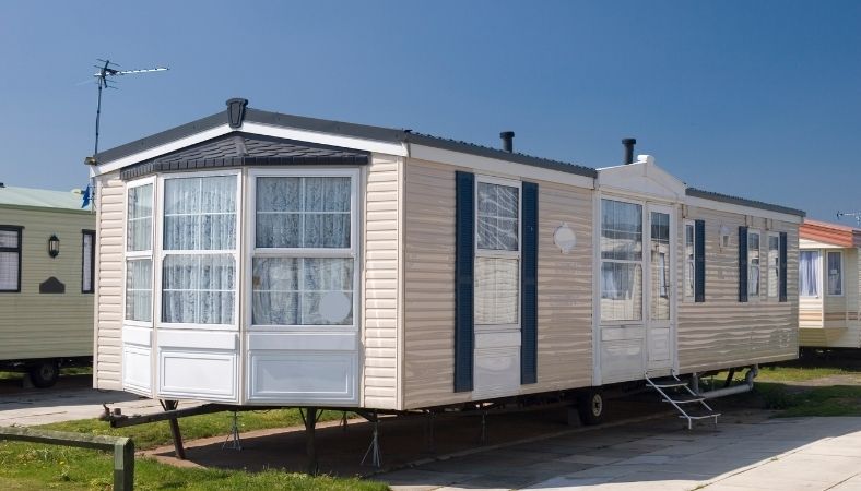 An older static caravan that's been well-looked after